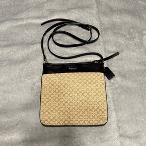 Coach Signature Black and Tan Crossbody Bag